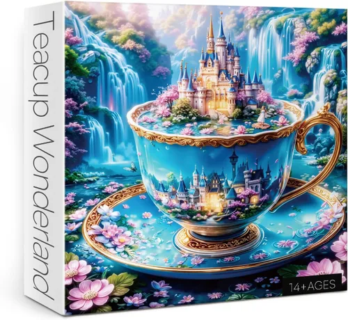 Miniatura 19 de Rompecabezas mágicos de castillo de hongos oceánicos para adultos, 1000 piezas de naturaleza, peces de fantasía, medusas rompecabezas artísticos
