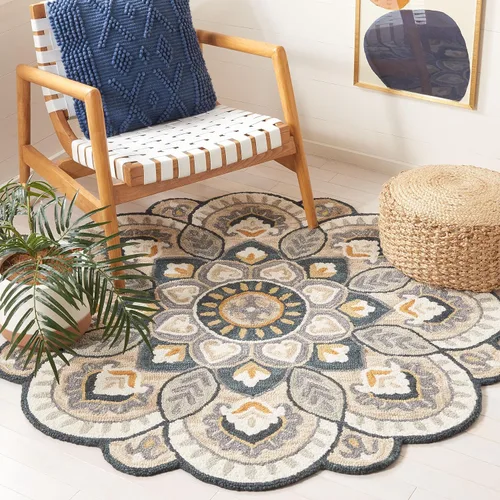 Miniatura 9 de SAFAVIEH - Alfombra de la colección Novelty, modelo NOV604M, estilo floral bohemio rústico campestre, hecha a mano, de lana, ideal para áreas