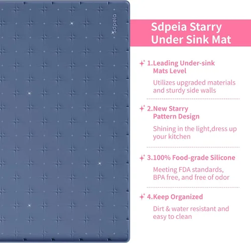 Miniatura 3 de Sdpeia - Tapete para debajo del fregadero, tapete impermeable de silicona mejorado, para proteger los gabinetes de cocina, organizadores y alacenas
