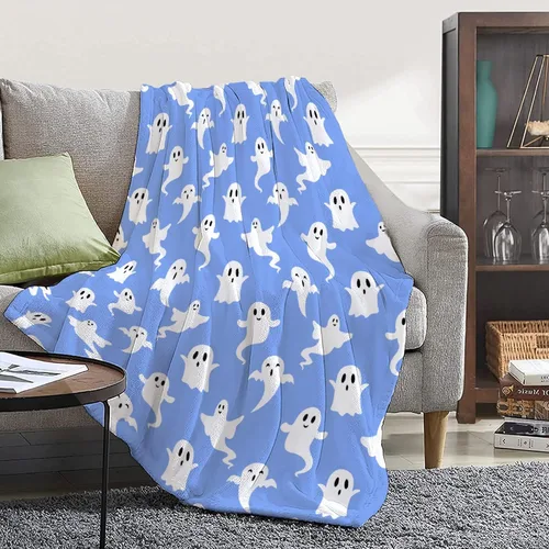 Miniatura 12 de Manta de fantasmas morados para niñas, mujeres y niños, manta ligera de forro polar espeluznante para niños, mantas de franela suave, decorativas