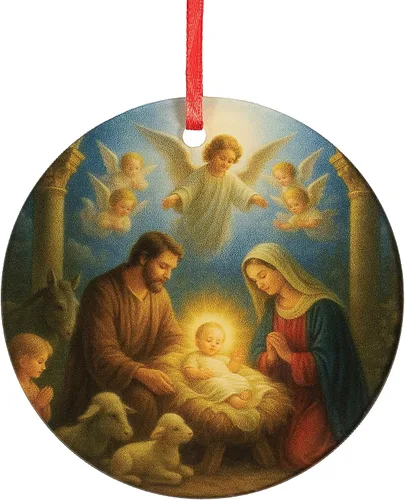 Miniatura 8 de Escena de Nacimiento de la Sagrada Familia Adorno de Acrílico - Decoración Católica y Cristiana para Navidad - Estrella de Belén, Adornos