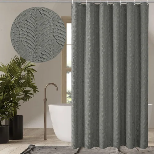 Miniatura 17 de Gibelle Cortina de ducha para baño, cortina de ducha de tela texturizada en relieve 3D, moderno juego de cortina de ducha de tela suave, 72 x 72