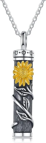Joyería de cremación de plata esterlina, diseño de girasol, rosa, margarita, urna para cenizas, joyería de recuerdo conmemorativo para mujeres