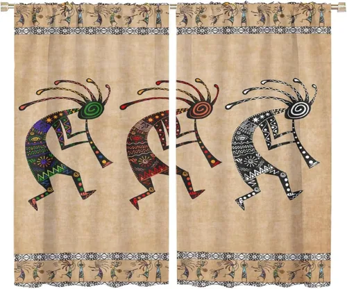 Miniatura 36 de Kokopelli - Cortinas opacas para cocina, decoración de sala de estar, dormitorio, 21 x 45 pulgadas, 2 paneles