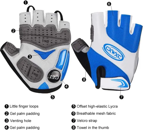 Miniatura 10 de CXWXC Guantes de ciclismo para hombres y mujeres – Guantes de ciclismo transpirables de gel para bicicleta de montaña – Guantes antideslizantes