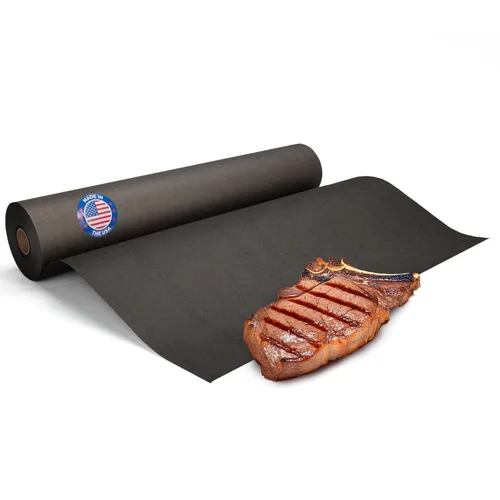 Papel de carnicero negro de 18 x 2160 pulgadas (180 pies) – Rollo de papel de carnicero natural hecho en Estados Unidos para carne y pescado, sin