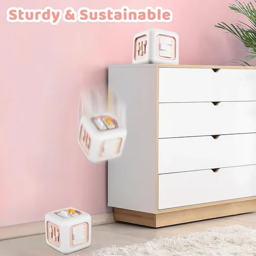 Miniatura 4 de SOCBTNSO Cubo ocupado, juguetes para regalos de niña de 1 año, Montessori para bebé, juguetes sensoriales de viaje para niños pequeños de 1 a 3, Rosa