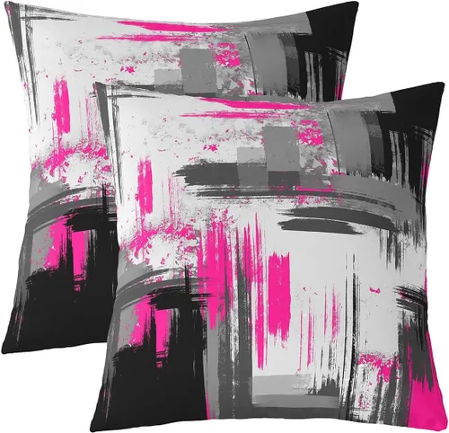 Miniatura 25 de Juego de 2 fundas de almohada abstractas de 16 x 16 pulgadas para niños, niñas, adolescentes, decoración de dormitorio, moderna a rayas, decoración
