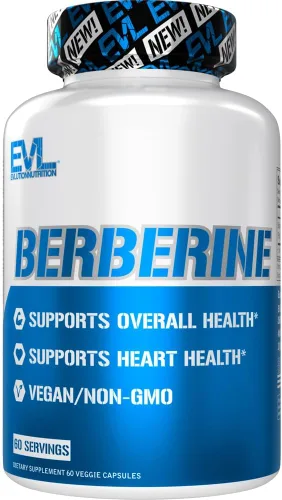 Evlution Nutrition Berberine - Apoya la salud del corazón y la salud general - 500 mg de berberina pura por porción - Fórmula vegana - Sin OMG -