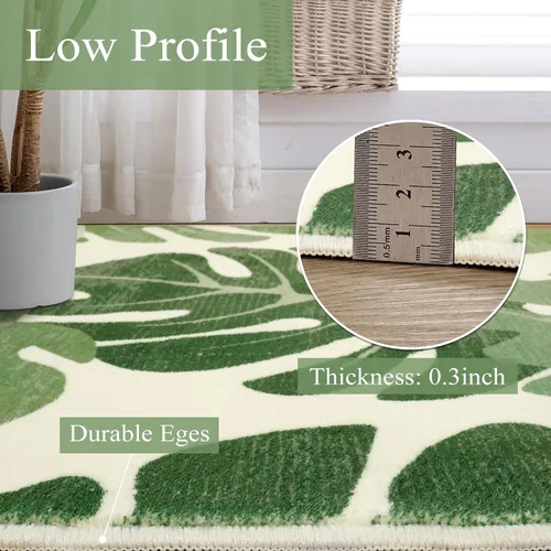 Miniatura 4 de Lukinbox Leaf - Alfombras de área para interiores y exteriores, para patio, 5 x 7 pies, lavable, color verde, alfombra antideslizante para sala