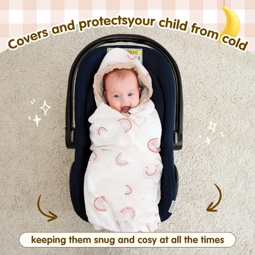 Miniatura 5 de Miracle Baby Manta de asiento de automóvil para bebés, manta de gofre para bebés recién nacidos, doble capa, adecuada para todas las estaciones