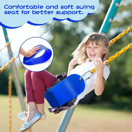 Miniatura 7 de Asiento de columpio de repuesto de asiento de columpio de EVA suave con 2 hebillas de bloqueo, soporta 300 libras, accesorios TreeSwing con ganchos