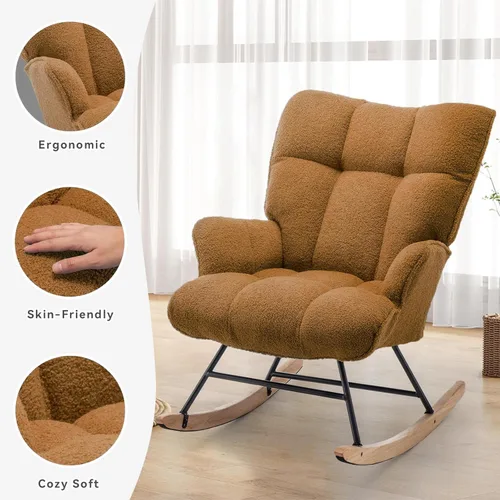 Miniatura 5 de Mecedora de peluche para bebé, tapizado para bebé, para adultos, para interiores, cómodas sillas de lactancia compactas de sherpa para espacios