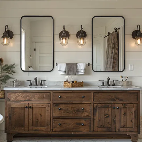 Miniatura 3 de ANDY STAR Espejo de tocador de baño de 24 x 40 pulgadas, espejo de baño rectangular redondeado negro en tubo de 1 pulgada, marco de metal, montaje