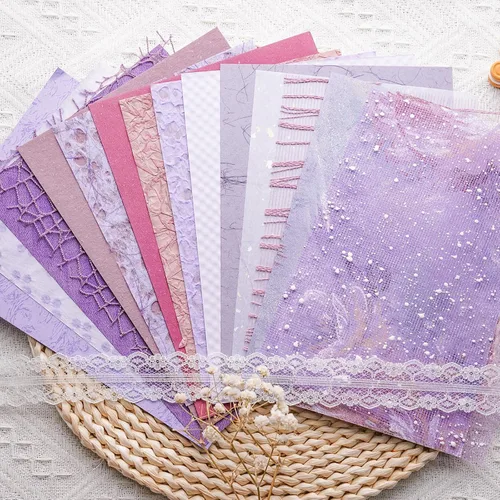 Miniatura 11 de 15 piezas hechas a mano para álbumes de recortes, papel texturizado para manualidades, hojas A5, mezcla especial para álbumes de recortes, diario