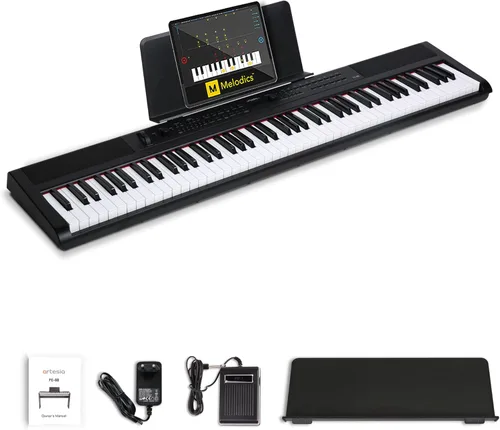 Miniatura 12 de Artesia Teclado de piano digital portátil de 61 teclas con teclas semipesadas de tamaño completo, paquete para principiantes con pedal de sustain