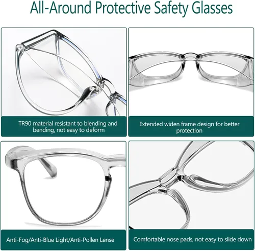 Miniatura 6 de Feaglo Lentes de seguridad, antivaho para mujeres y hombres, bloqueo de luz azul, elegantes gafas de protección para los ojos, escudo lateral