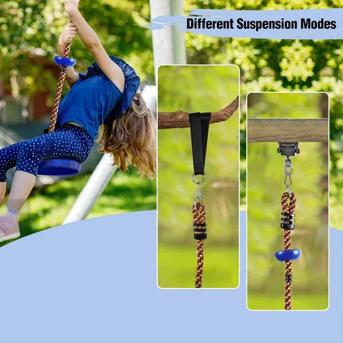 Miniatura 4 de REDCAMP Columpios de cuerda de escalada para árboles, asiento de columpio de disco de plástico resistente para niños y adultos con correa