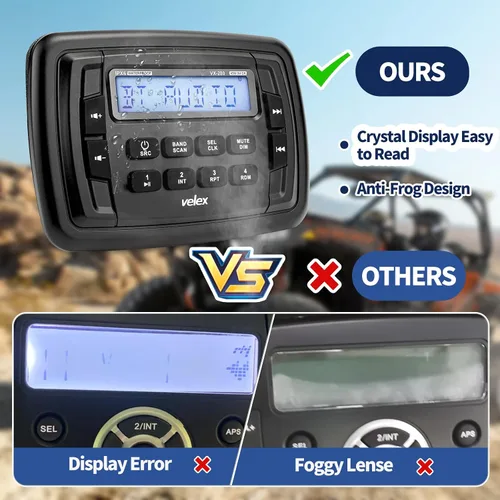 Miniatura 5 de Velex Powersport Radio estéreo marina AM FM sintonizador estéreo 4 x 45 W Bluetooth Streaming UTV ATV
