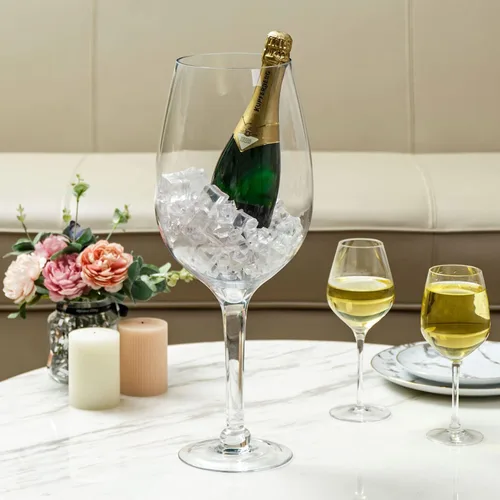 Miniatura 3 de Copa de vino gigante transparente de 20 pulgadas cristal soplado a mano decorativos novedad cristalería/enfriador de champaña Magnum Bordeaux