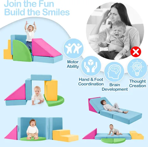 Miniatura 3 de 5 piezas de bloques de espuma para escalar para niños pequeños de 1 a 3 años, bloques de escalada para bebés seguros para interiores, juguetes