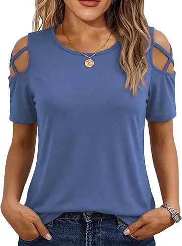 Miniatura 11 de Jar of Love Camisetas de manga corta para mujer con hombros descubiertos Tops de primavera y verano ajustadas túnica 2026