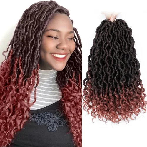 Miniatura 46 de Trenzas postizas Goddess, 6 paquetes de 18 pulgadas, cabello lacio, trenzado con ganchillo, para mujeres negras, trenzas postizas ombre con puntas