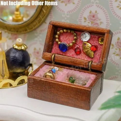 Miniatura 6 de Odoria Joyero miniatura 1/12, accesorios de decoración de casa de muñecas, A
