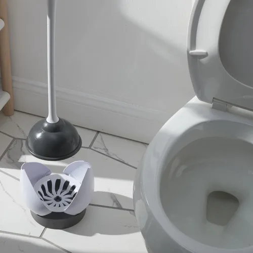 Miniatura 7 de Clorox Destapador de inodoro con soporte oculto y organizador de diseño compacto resistente con base de goma antideslizante para almacenamiento
