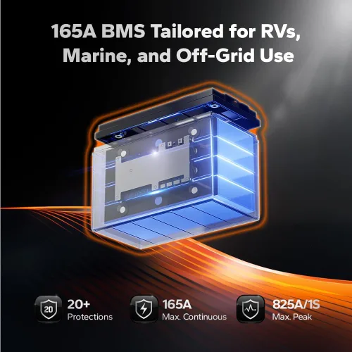 Miniatura 3 de Litime Batería de litio LiFePO4 de 12 V y 165 Ah Bluetooth, batería de ciclo profundo para motores de arrastre, tamaño grupo 31 con densidad