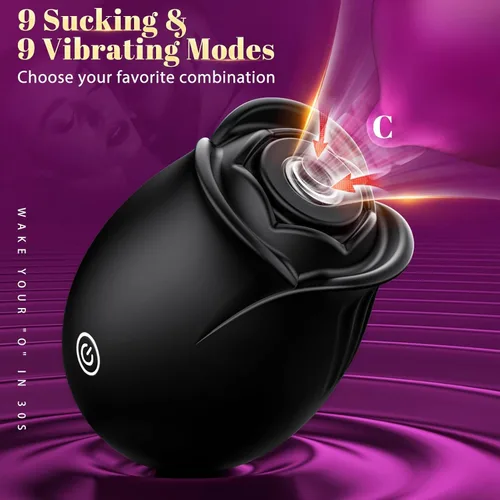 Miniatura 2 de Vibrador de succión de juguete sexual de rosas, juguetes para adultos con 9 modos de succión y vibración, juguetes sexuales impermeables