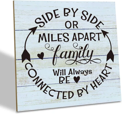 Miniatura 14 de Placa de Madera Familiar, "La Familia Significa Que Nadie Se Queda Atrás o Se Olvida", 15.7x15.7 cm Cartel de Arte de Mesa, Decoración de Cita
