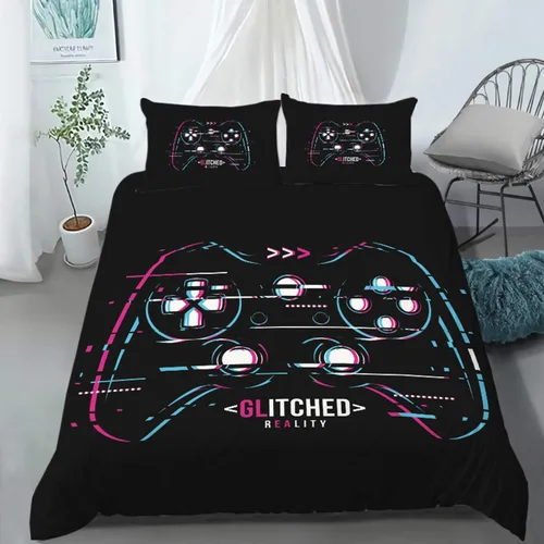 Miniatura 10 de AILONEN - Ropa de cama con estampado de control de videojuegos, para niños, funda de edredón, supersuave y resistente a la decoloración, 3 piezas
