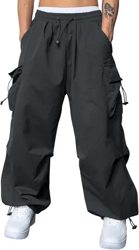 Miniatura 21 de JMIERR Pantalones Cargo Holgados para Hombre de Moda Casuales Pantalón de Paracaídas Ajuste Holgado Harem Joggers con Bolsillos para Ropa Urbana