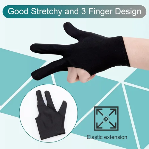 Miniatura 4 de ONLYFU Guantes de billar de tres dedos, guantes de piscina para mujeres y hombres, tanto para mano izquierda como derecha