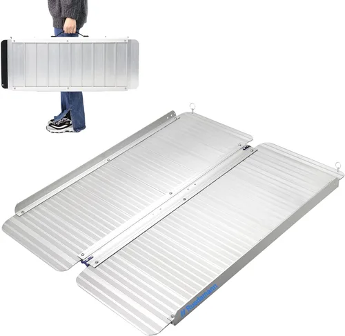 Miniatura 14 de Ruedamann Rampa para silla de ruedas de 2 pies, rampa portátil para silla de ruedas para la entrada del hogar, diseño más ancho, rampas plegables