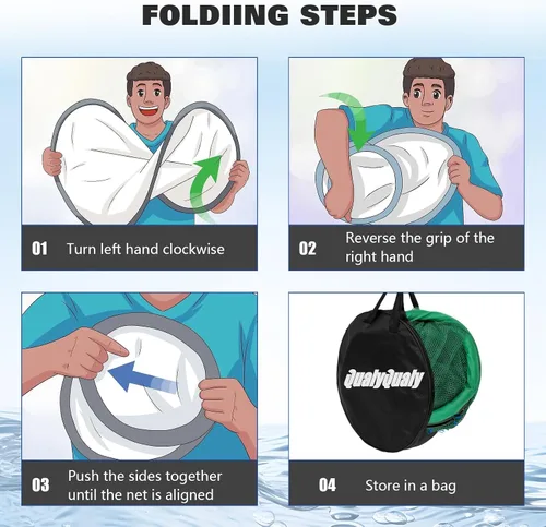 Miniatura 6 de QualyQualy Floating Fish Basket 41/73 Gallons Extra Large for Live Caught, Fully Foldable Fishing Net Holder for Bait Live Well Collapsible Mesh