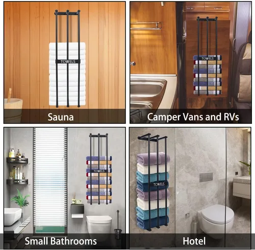 Miniatura 5 de Toallero de pared para baño pequeño, 3 barras para baño, toallero para pared de baño, organizador de baño, toallas para baño pequeño, caravana