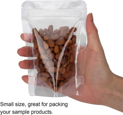 Miniatura 3 de Blisstime Paquete de 50 bolsas de pie, bolsas autoadhesivas transparentes resellables con muesca de desgarro para embalaje de alimentos