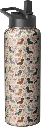 Miniatura 19 de Dachshund - Vaso de viaje aislado de acero inoxidable de 20 onzas con asa y pajilla, regalo para mujer, para el Día de la Madre, a prueba de fugas