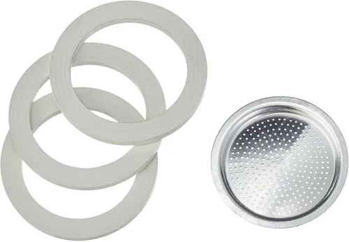 Miniatura 3 de Bialetti Piezas de repuesto, incluye 3 juntas y 1 plato, compatible con Moka Express, Fiammetta, Break, Happy, Dama, Moka Melody, Alpina, Moka Timer