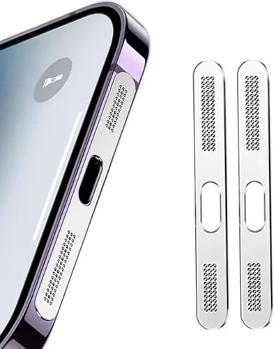 1 juego/2 unids altavoz de malla metálica anti polvo adhesivo adhesivo teléfono a prueba de polvo pegatinas de red para iPhone 14 13 12 (negro)