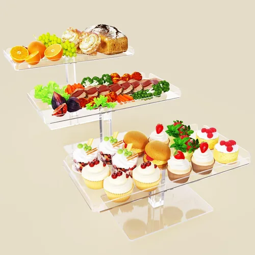 Miniatura 11 de Bakzon Soporte de 3 piezas para cupcakes, juego de mesa de postres de acrílico transparente con patas de soporte de hierro para cumpleaños