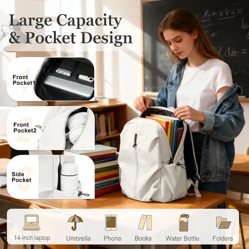 Miniatura 3 de weradar Mochila universitaria estética para mujeres y hombres,Mochila de estudiante de moda,Mochila clásica de escuela secundaria para adolescentes