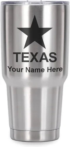 Miniatura 41 de LaserGram Vaso aislado al vacío de 20 onzas, bandera de Texas, grabado personalizado incluido (negro)
