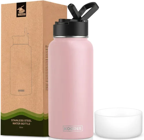 Miniatura 49 de koodee Insulated Water Bottle, 32 oz Stainless Steel Double Wall Vacuum Wide Mouth Sport Bottle with Leakproof Spout Lid (Navy)