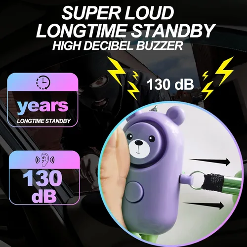 Miniatura 4 de Alarma personal segura con sonido para mujeres, niños y ancianos, paquete de 2 lindas sirenas de 130 dB, autodefensa de seguridad con luz LED