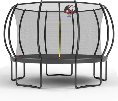 Miniatura 13 de Lyromix 12 14 15 16 pies, camas elásticas al aire libre para niños y adultos, trampolín de calabaza con postes curvos, trampolín recreativo con aro