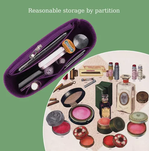 Miniatura 5 de Lckaey Bolsa Organizador Inserto para Chanel Classic Flap Mini Bag Shaper Monedero Inserto - Bolso Premium Felt Organizer 2009Purple-mini