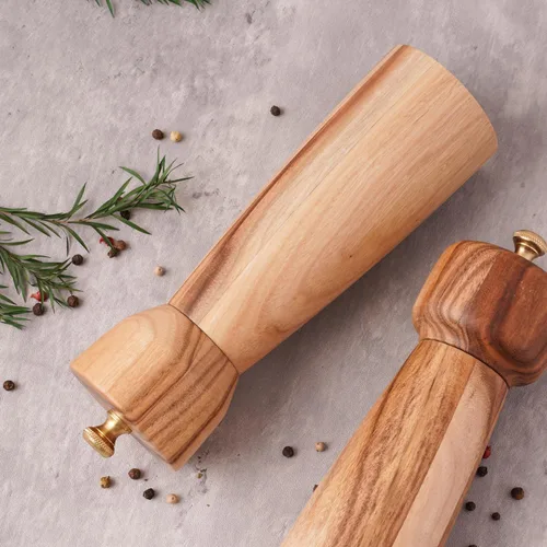 Miniatura 7 de Molinillo de pimienta, molinillo de pimienta con acero inoxidable ajustable, madera de acacia, 20.5 cm/8 pulgadas de altura, diámetro inferior: 6